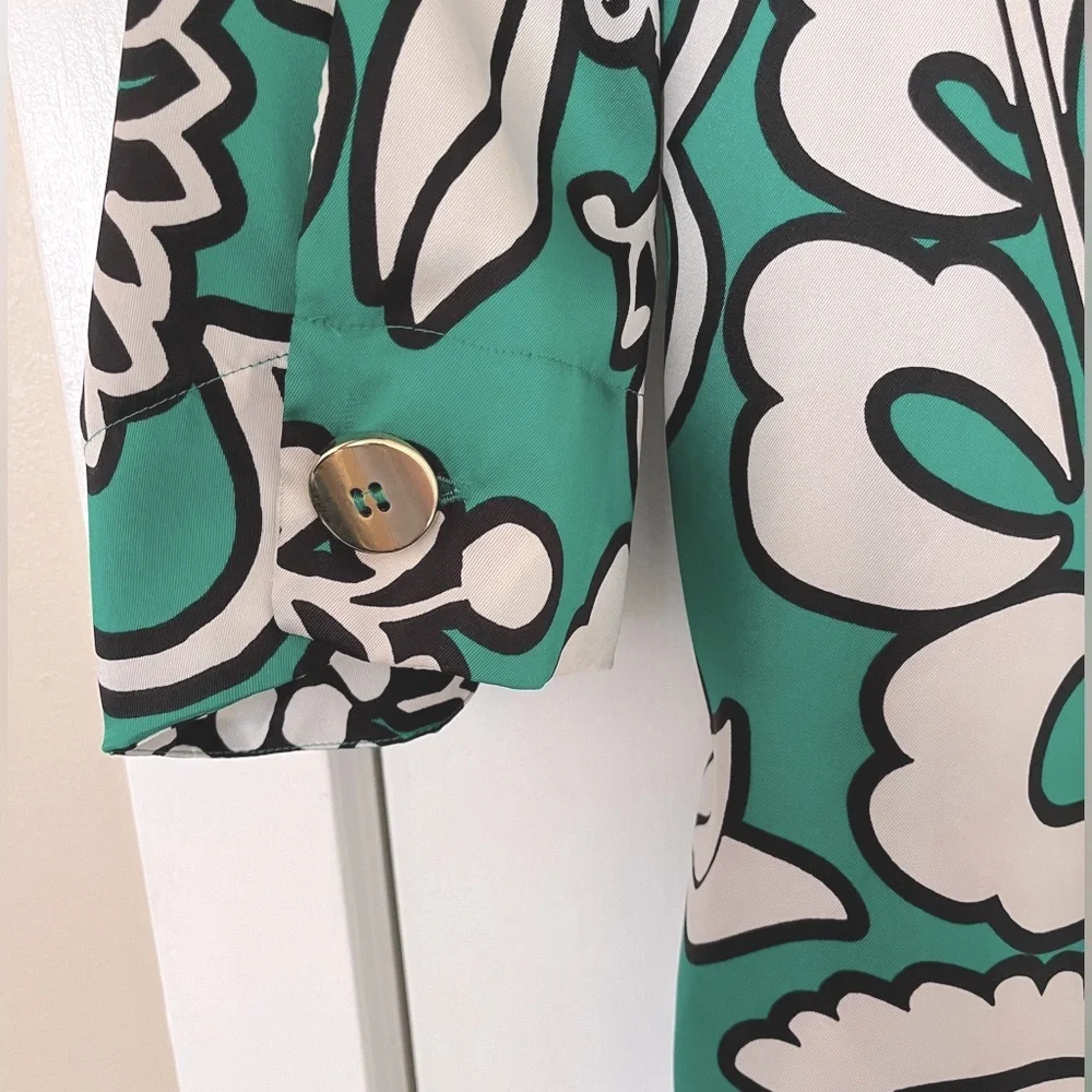 Zara Long Floral Print Tunic Blouse Size L - Picture 3 of 6